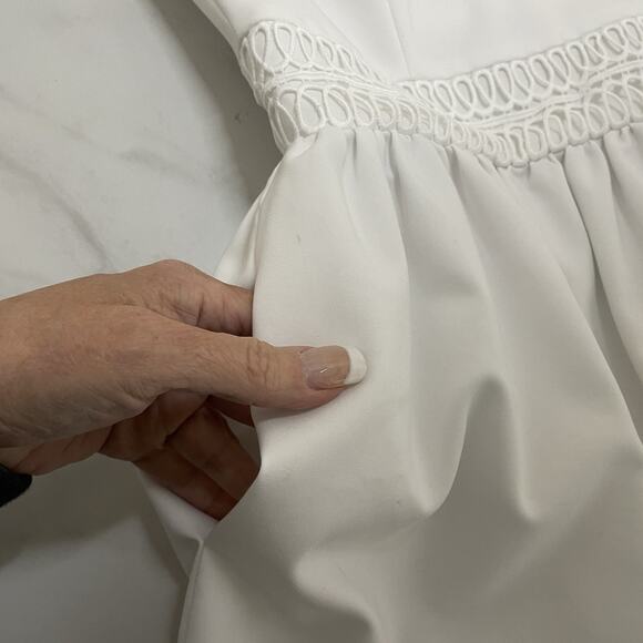 Calvin Klein Sleeveless Fit and Flare Dress Size 2 White Lace Trim Pockets NEW - Picture 5 of 12